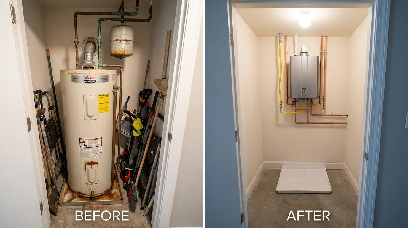 Tank water heater versus wall-mounted tankless unit comparison for Dayton, WA homeowners